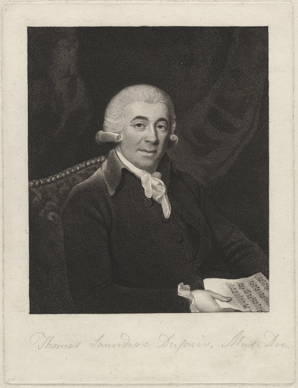 Thomas Saunders Dupuis, cca 1800 (tehovaná rytina) od English School