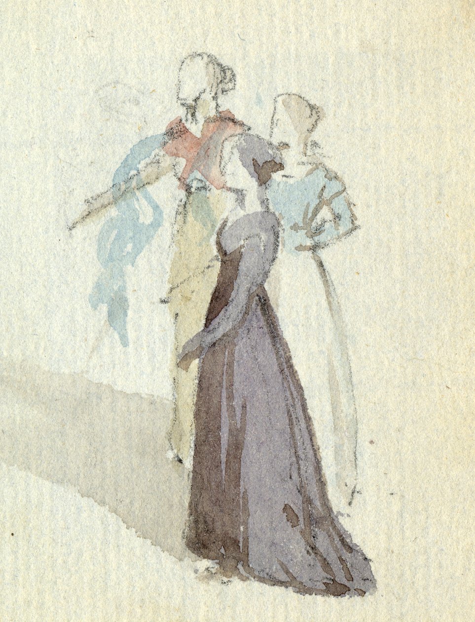 Tři ženy, asi 1825 (čb na papíře) od English School