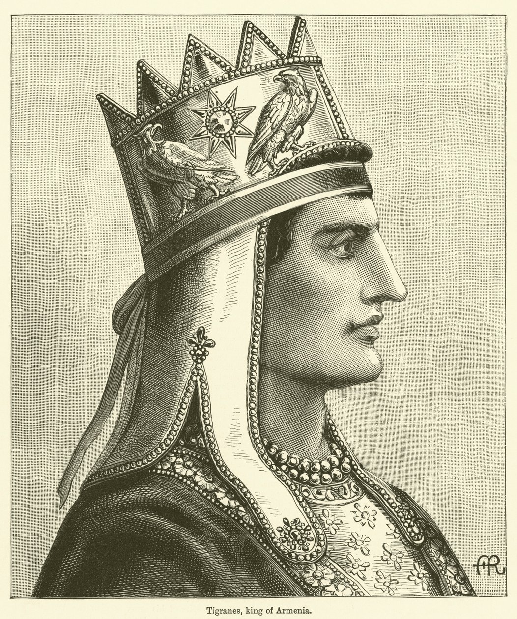 Tigranes, arménský král (rytina) od English School
