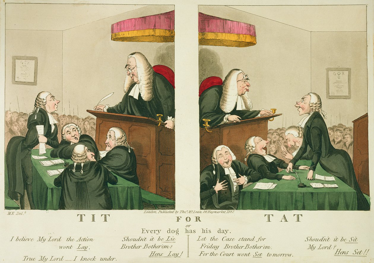Sýkora za tetování aneb Každý pes má svůj den, vydal Thomas McLean, Londýn, 1827 od English School