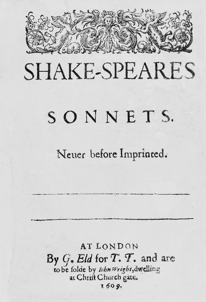 Titulní strana Shakespearových sonetů od English School