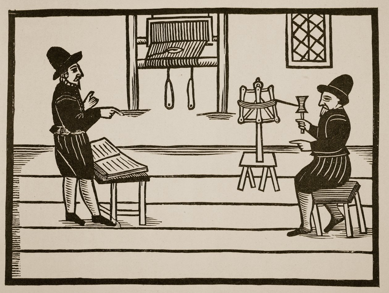 Titulní strana Pravdivého diskurzu dvou neslavných proroků, Richarda Farnhama, Weavera, z White-Capel, a Johna Bulla, Weavera, ze Saint Botolphs, Algate od TH 1636 (sépiová fotografie) od English School