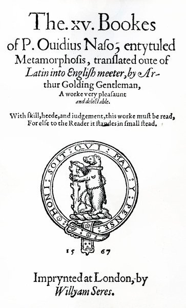 Titulní strana XV knihy P. Ovidia Naso s názvem Metamorphosis od English School