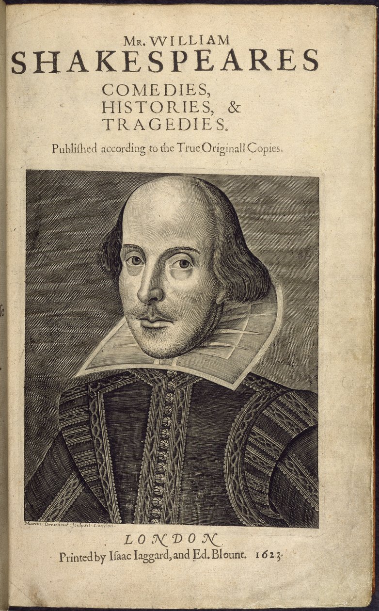 Titulní strana s portrétem Shakespeara, od 