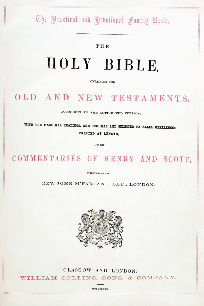 Titulní strana z Bible svaté od English School