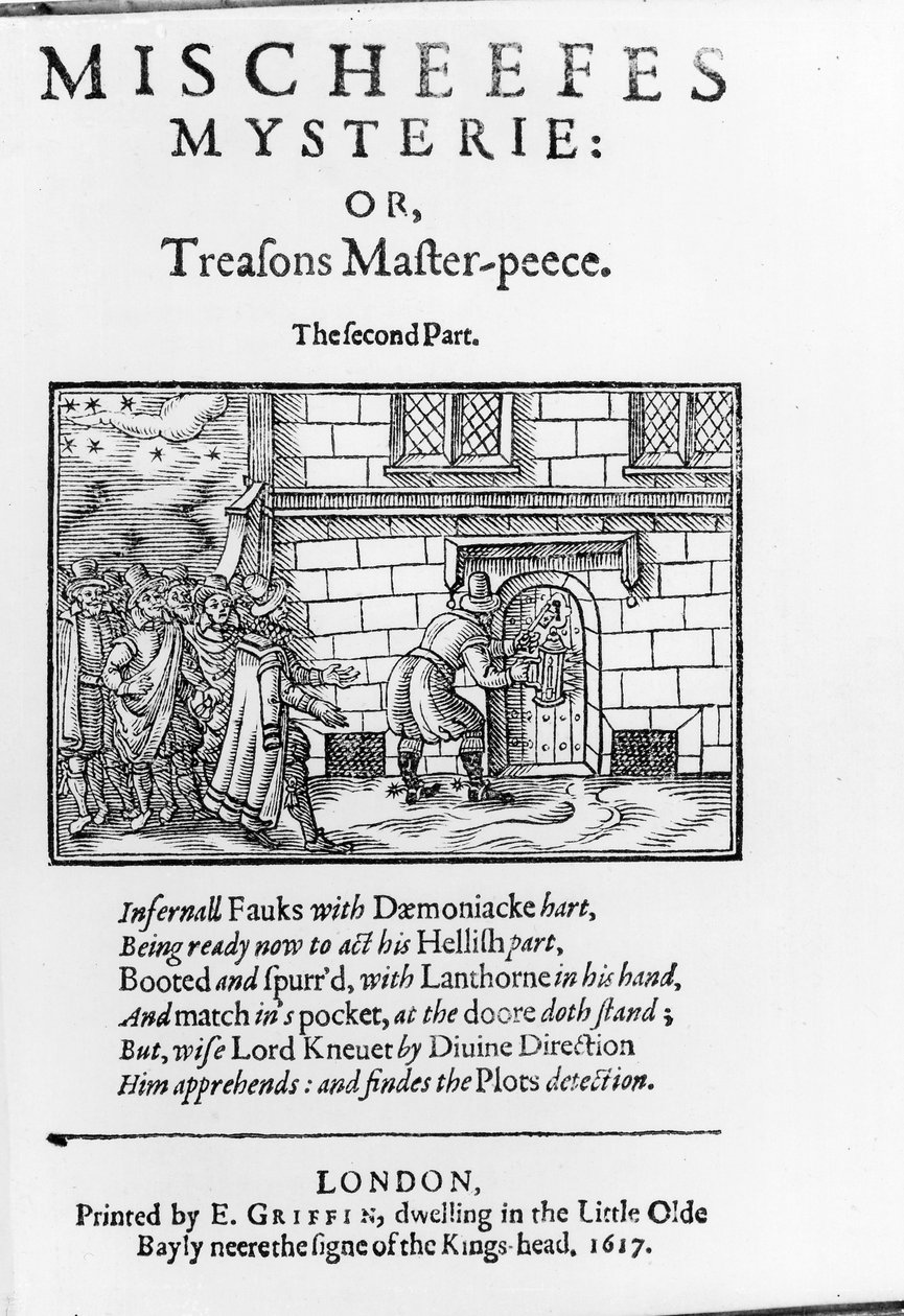 Titulní strana k Mischeefes Mysterie or Treasons Master-peece - The Second Part od Johna Vicarse 1617 od English School