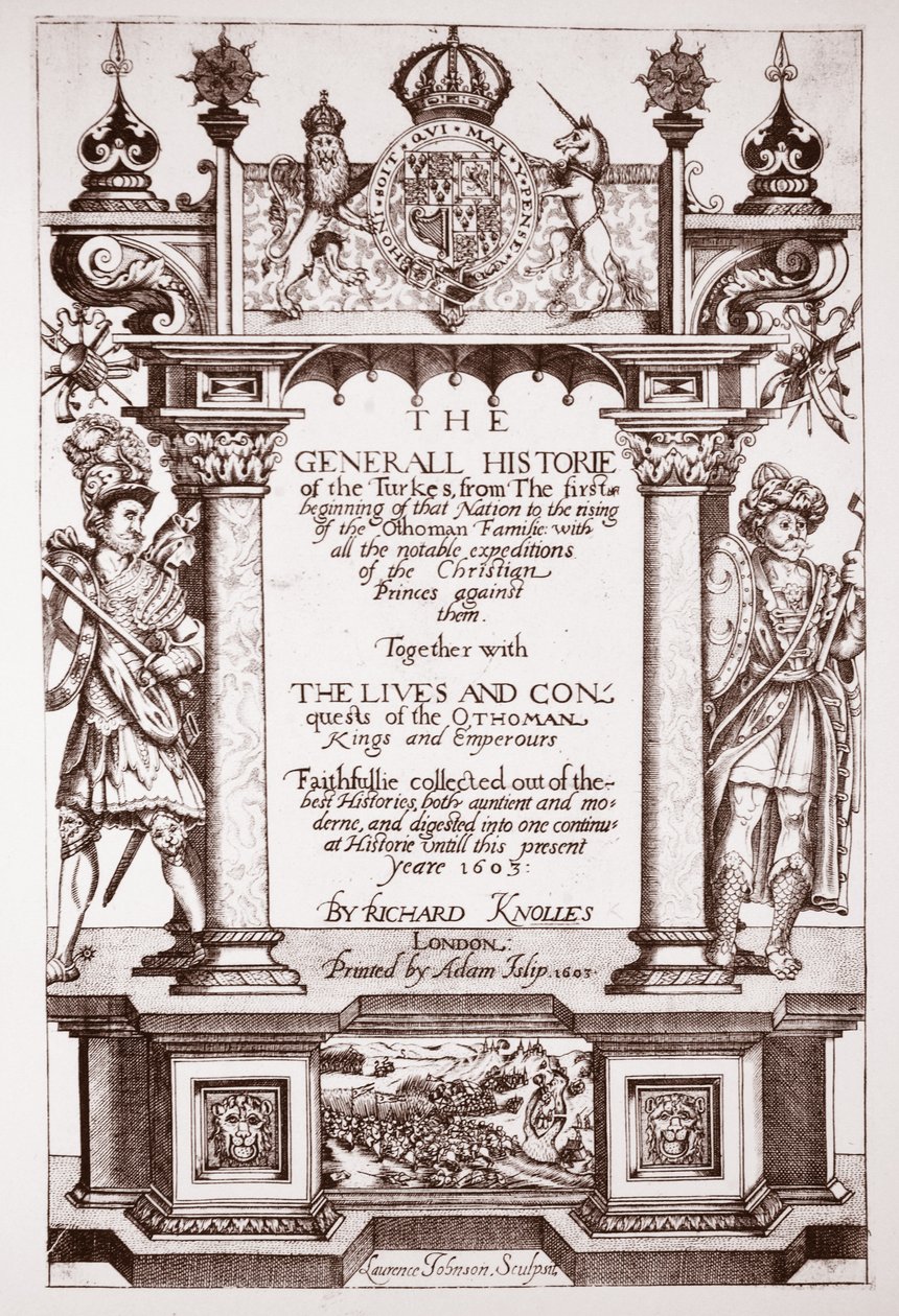 Titulní strana, Knolles Generall Historie Turků, hospoda. od Adama Islipa, 1603 od English School