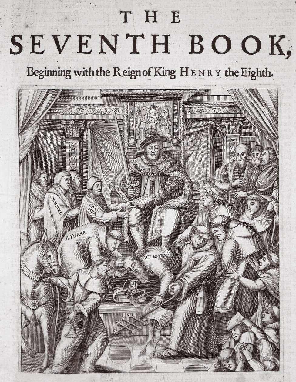 Titulní strana, Sedmá kniha, aktů a památek od Johna Foxe, deváté vydání, pub. 1684 od English School
