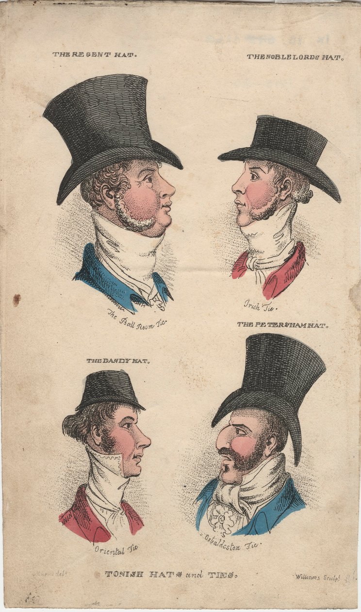 Tonish klobouky a kravaty, kolem 1815-20 od English School