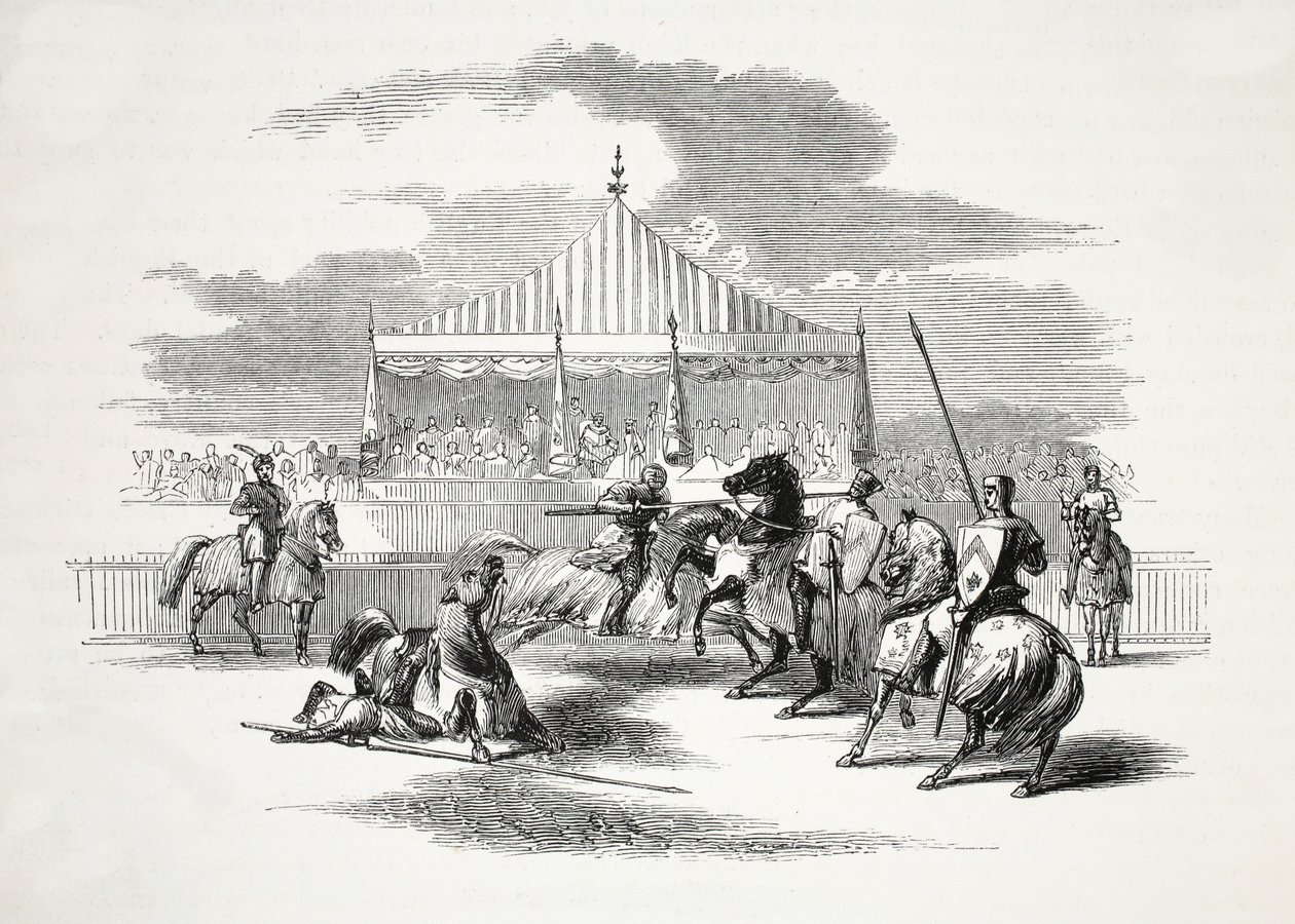 Turnaj v Nevyn, v Caernarvonshire, hospoda. 19. století (ocelová rytina) od English School