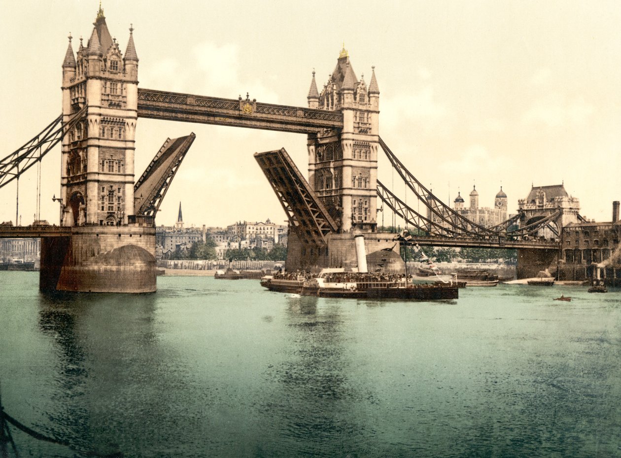 Tower Bridge, Londýn (ručně kolorovaná fotografie) od English School