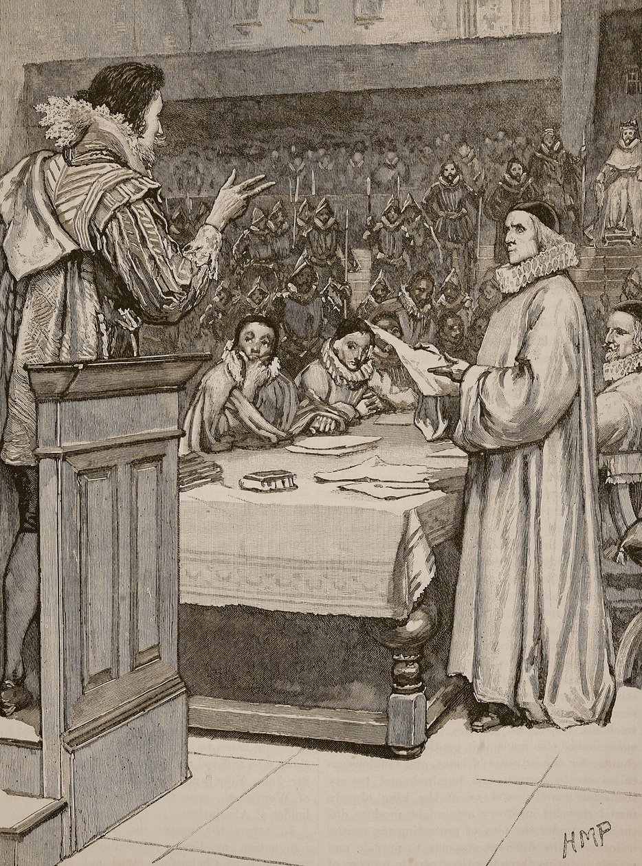Buckinghamský proces, ilustrace z Cassells Illustrated History of England (sépiová fotografie) od English School
