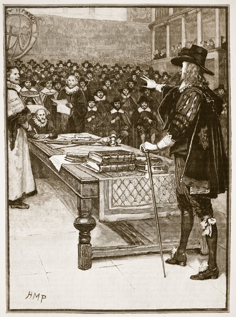 Karlův proces, ilustrace z Cassells Illustrated History of England (sépiová fotografie) od English School
