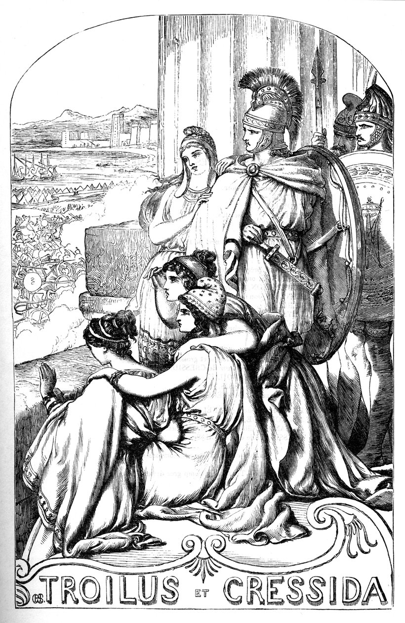Troilus et Cressida - (Troilus a Cressida) - Ilustrace v "" Dokončení prací Williama Shakespeara""" 1866 - Ilustrace a obecná forma tohoto vydání jsou vypůjčeny z Cassellova ilustrovaného Shakespeara, vydaného v Londýně od English School