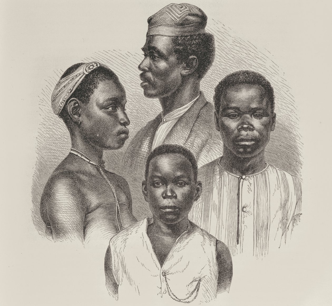 Typy z pobřeží Loango, z historie lidstva, svazek III, od prof. Friedricha Ratzela, 1898 od English School