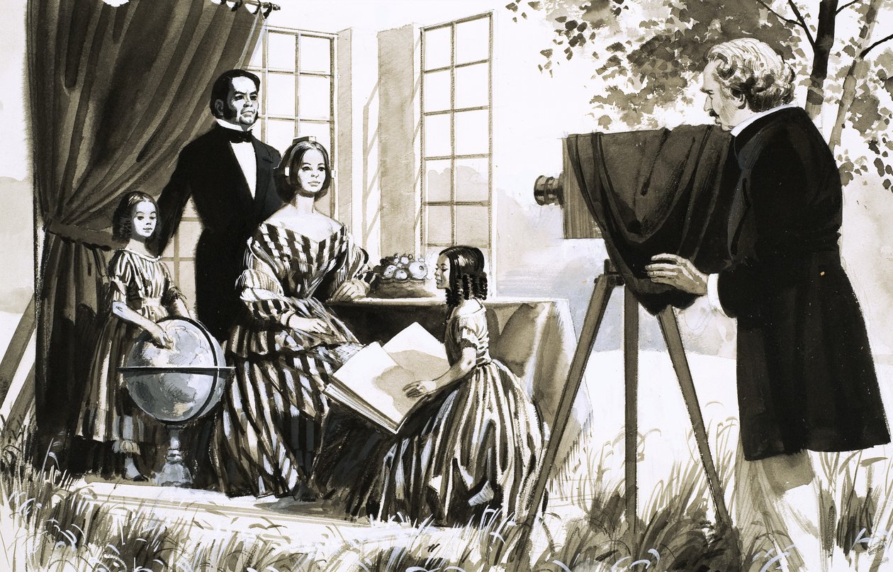 Fotografování neidentifikované rodiny od English School
