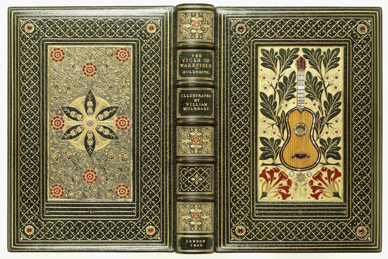 Horní a spodní kryty, s kytarou a květinovými vzory, 1843 od English School