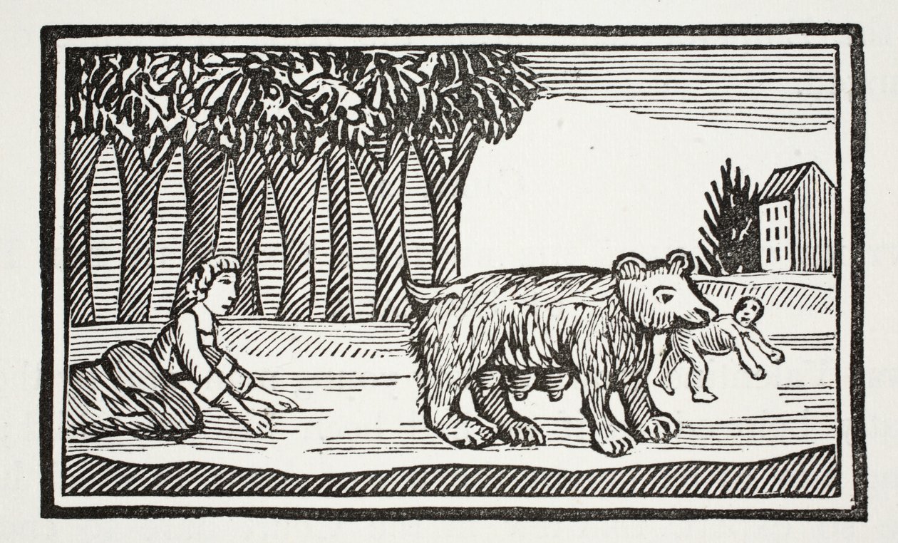 Valentine a Orson, ilustrace z Chap-books of the Eighteenth Century od Johna Ashtona, hospoda. 1882 od English School