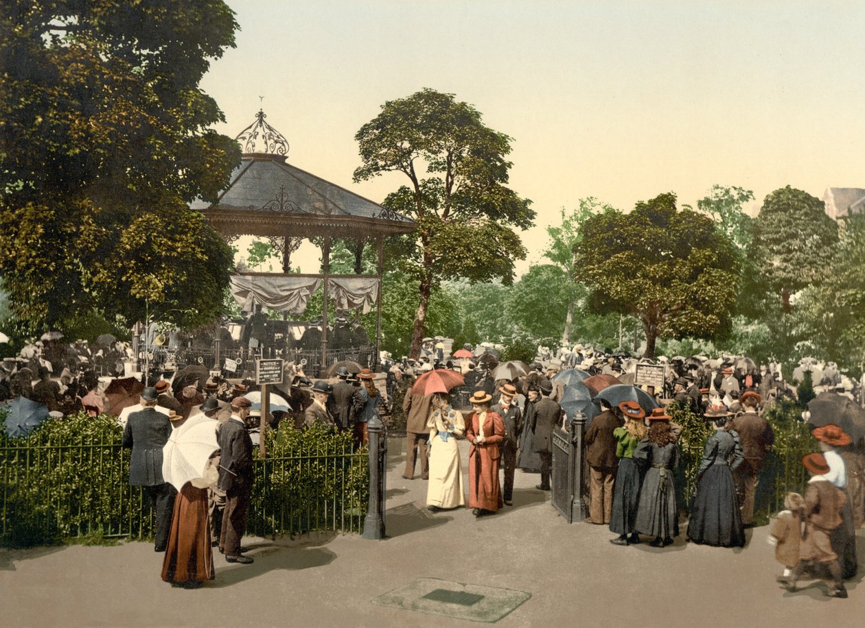 Valley Gardens, Harrogate, hospoda. 1900 (barevná litografie) od English School