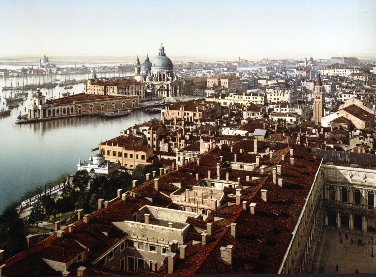Veduta dal Campanile, Benátky (ručně kolorovaná fotografie) od English School