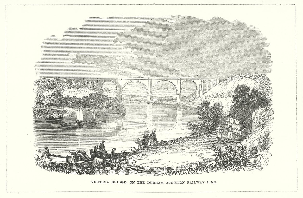 Viktoriin most na železniční trati Durham Junction (rytina) od English School