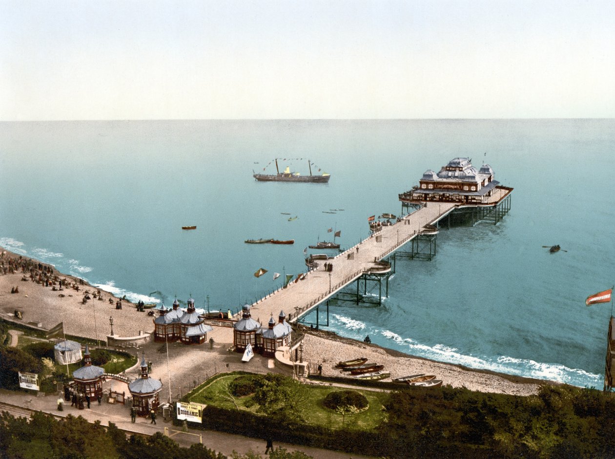 Victoria Pier, Folkestone (ručně kolorovaná fotografie) od English School