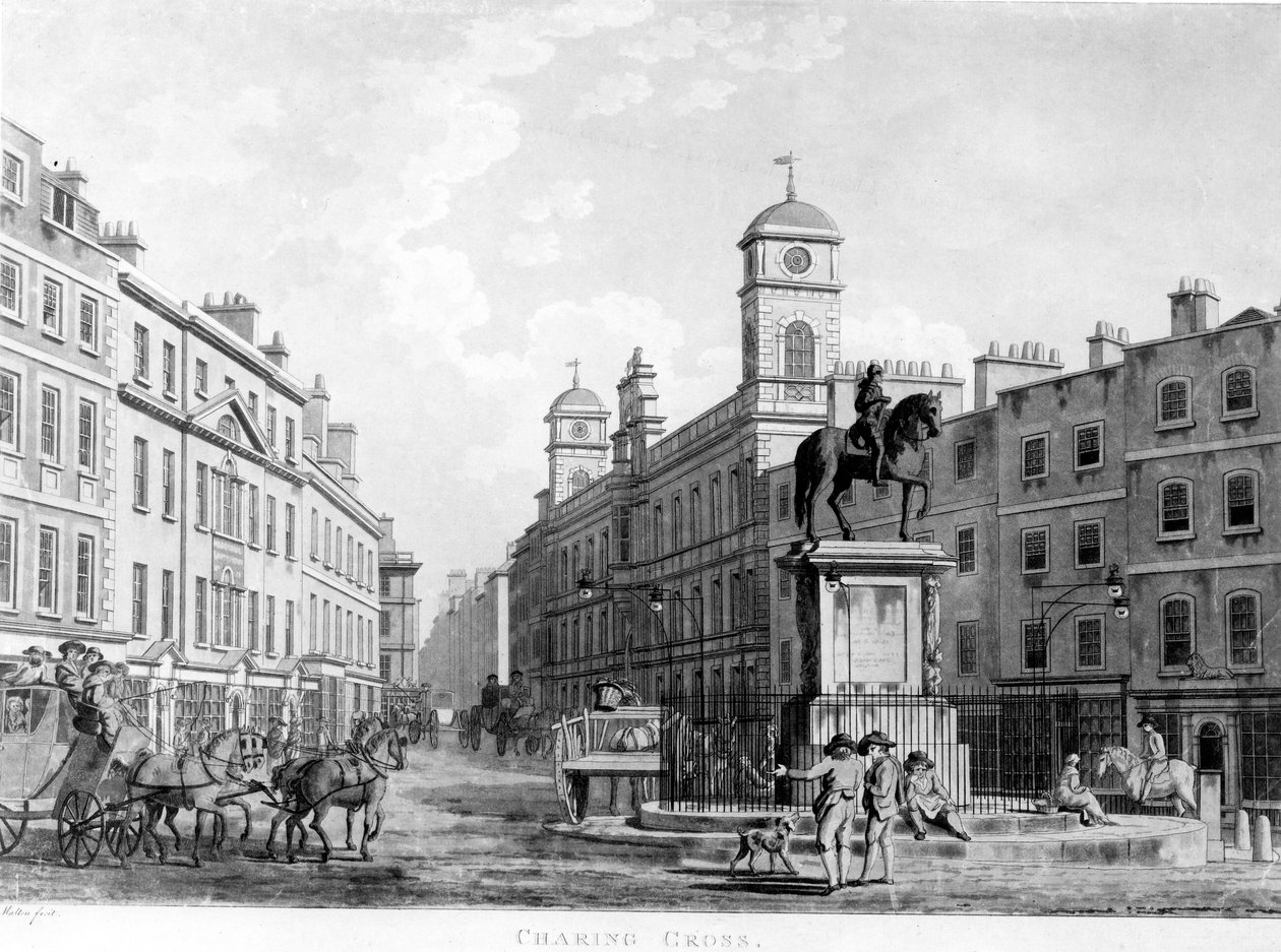 Pohled v Charing Cross směrem k Northumberland House, 1795 od English School