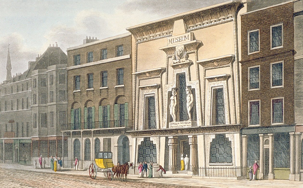 Pohled na muzeum Bullocks, Piccadilly, 1815 od English School