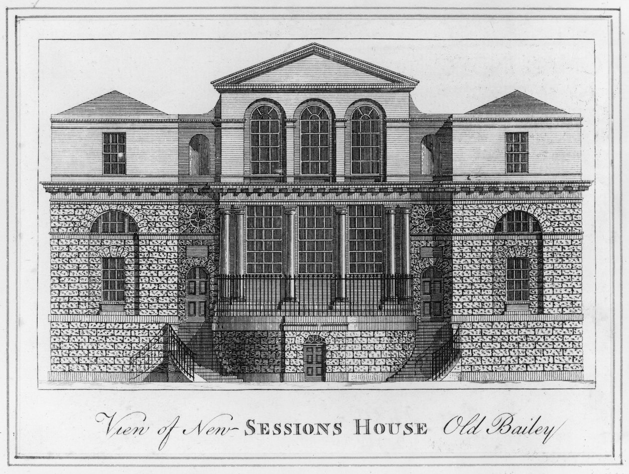 Pohled na New Sessions House Old Bailey od English School