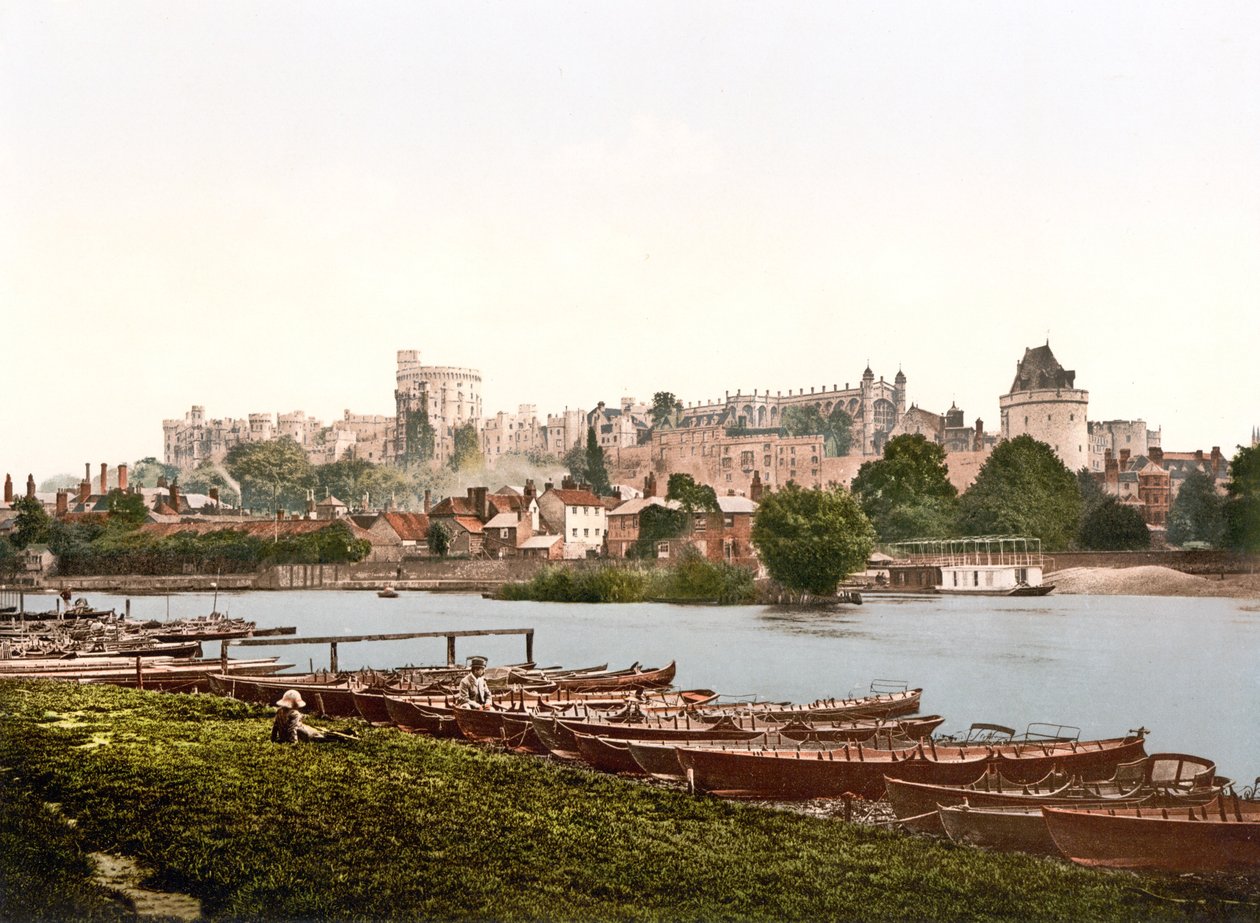 Pohled na Windsor (ručně kolorovaná fotografie) od English School