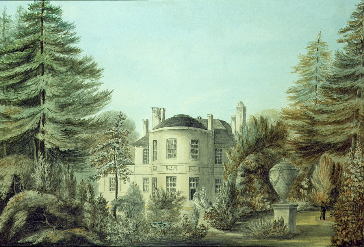 Pohled na vilu z 18. století, cca 1790 (wc na papíře) od English School