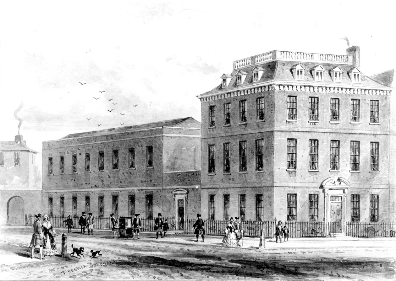 Pohled na východní stranu Soho Square, 1850 od English School