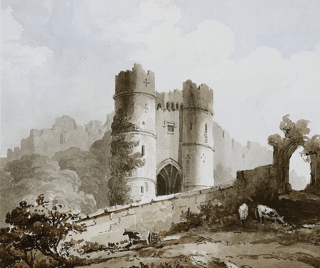Pohled na bránu hradu Carisbrooke, Isle of Wight od English School
