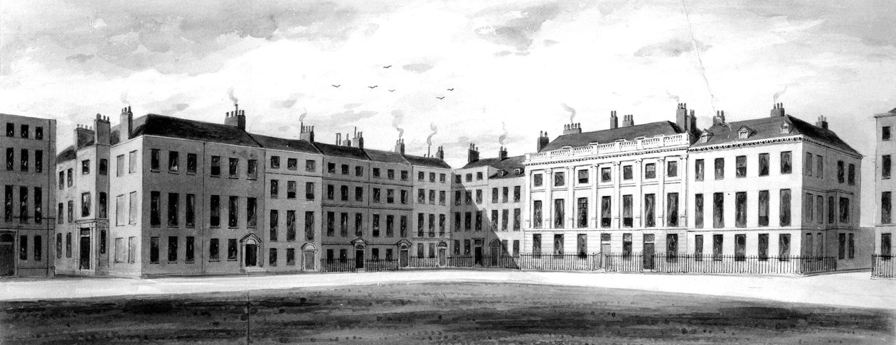 Pohled na severní a východní stranu Soho Square, 1854 od English School