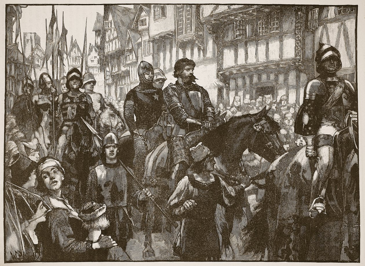 Wallace na cestě do Westminster Hall, ilustrace z Cassells Illustrated History of England (sépiová fotografie) od English School