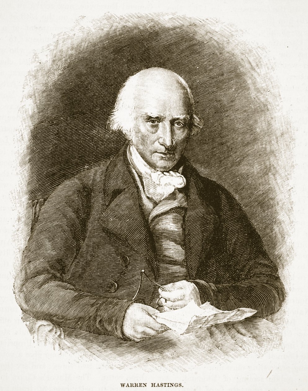Warren Hastings, ilustrace z Cassells Illustrated History of England (sépiová fotografie) od English School