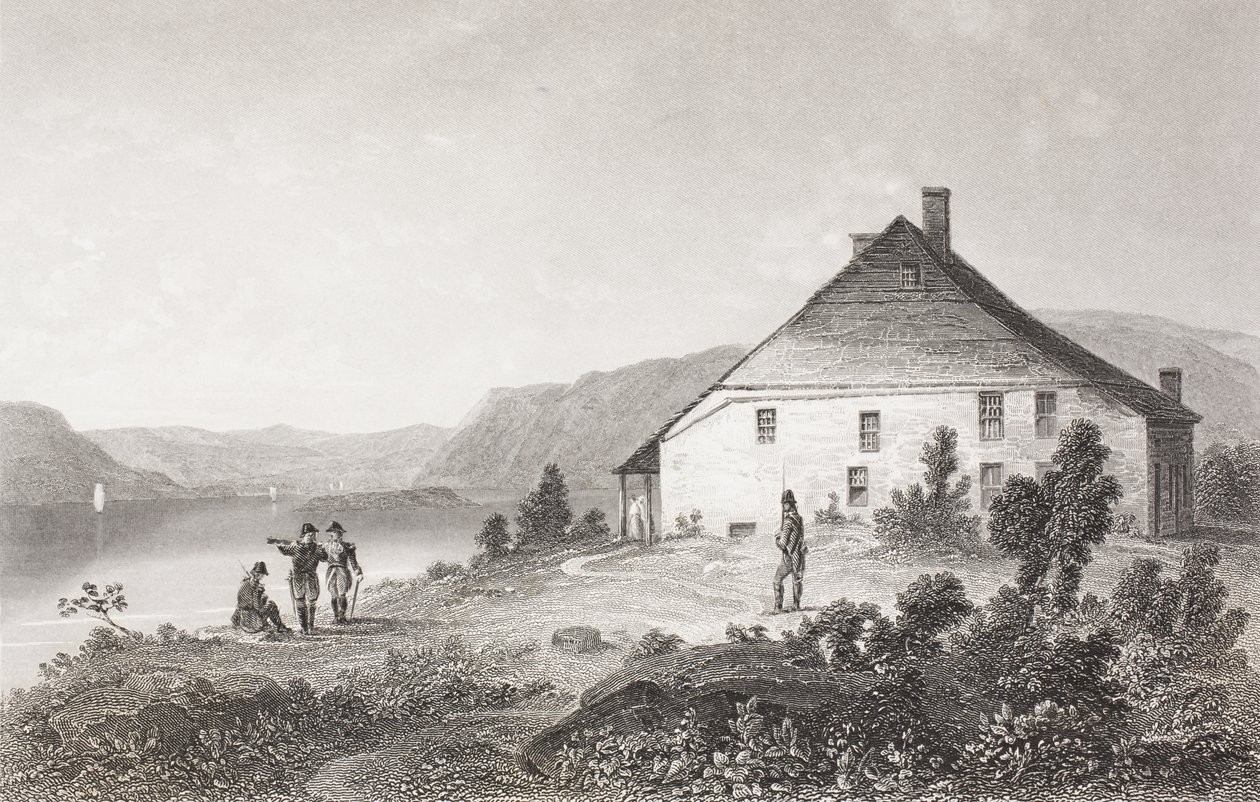 Washingtonské ústředí poblíž Newburghu, z „Gallery of Historical Portraits“, publikované kolem roku 1880 od English School