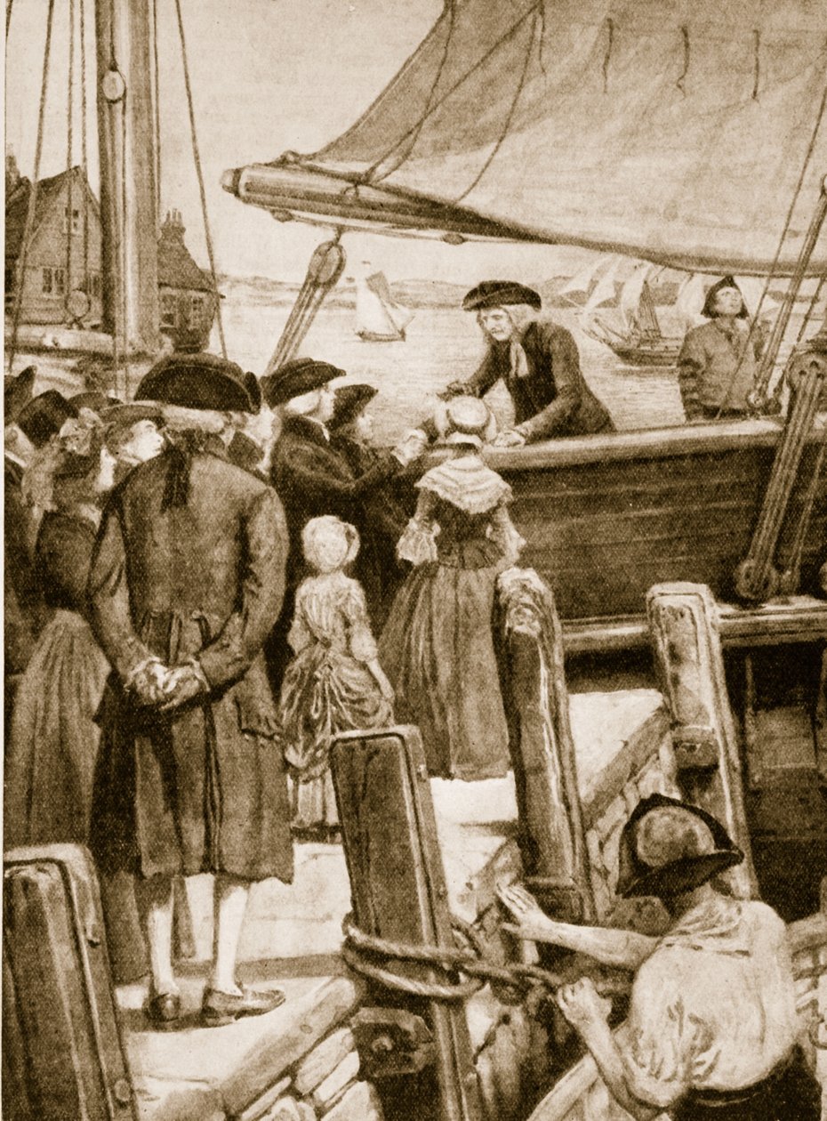 Wesley na palubě prince z Walesu v roce 1787 při rozloučení s Iry od English School