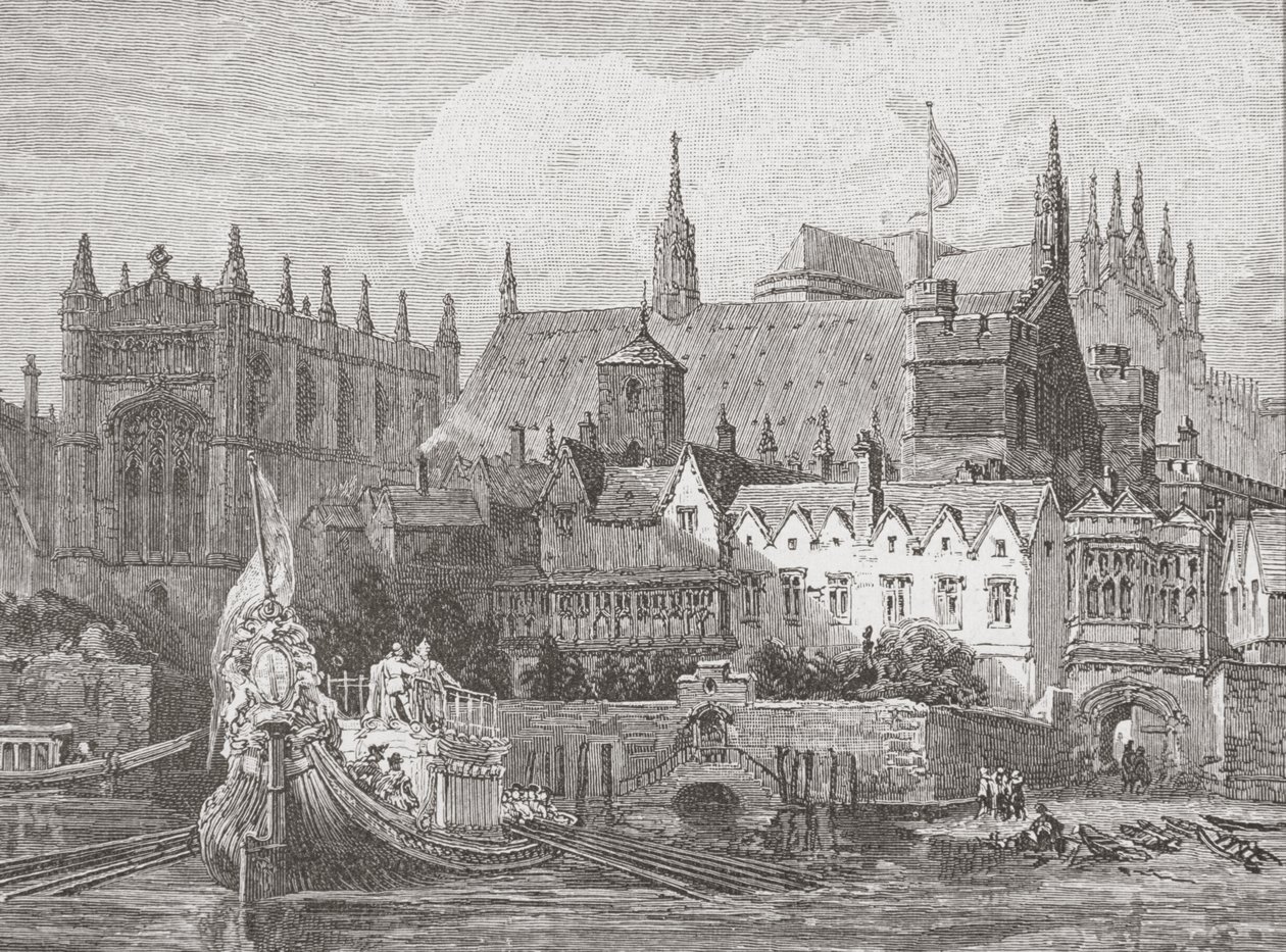 Westminster Hall při pohledu z Temže za vlády Karla I., c.1625-49 od English School