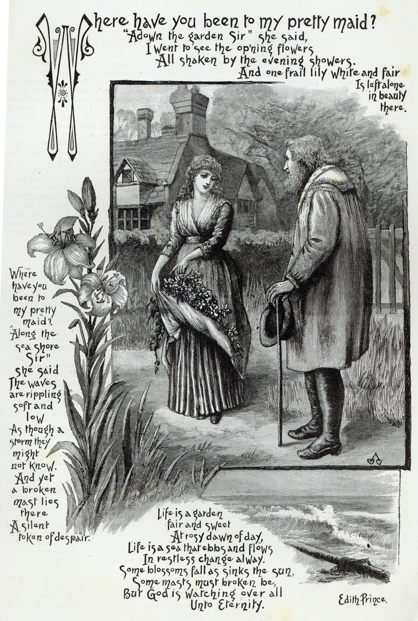 Kde jsi byl u mé krásné služebné, z „Hodiny volného času“, 1888 od English School