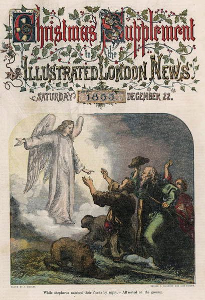 Zatímco pastýři v noci hlídali svá stáda, z obálky vánoční přílohy Illustrated London News, 1855. od English School