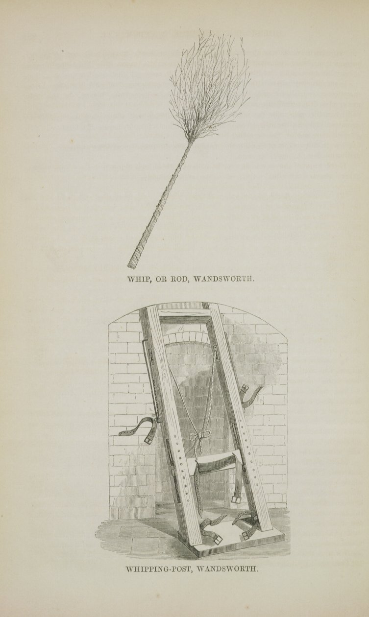 Whip or Rod and Whipping-Post at Wandsworth, z The Criminal Prisons of London and Scenes of Prison Life od Henry Mayhew (1812-87) a John Binny, 1862 od English School