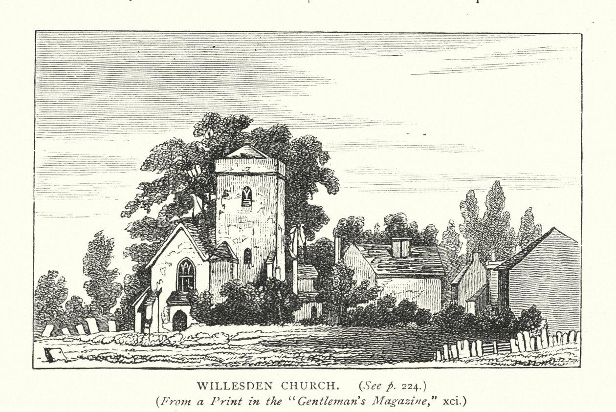 Kostel ve Willesdenu (rytina) od English School