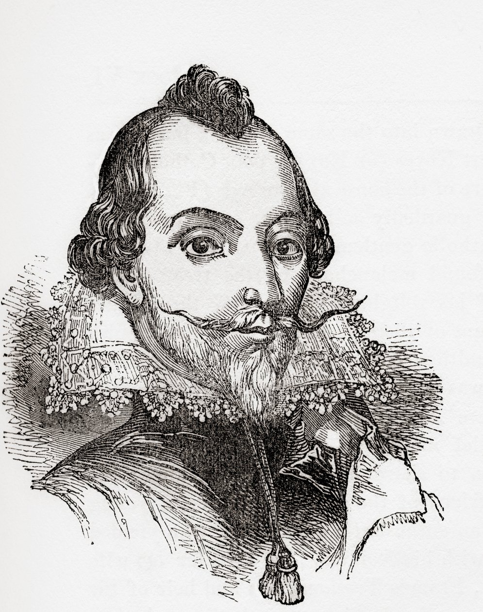 William Drummond, zvaný "of Hawthornden", skotský básník, pocházející ze staré Anglie: A Pictorial Museum, pub. 1847 od English School
