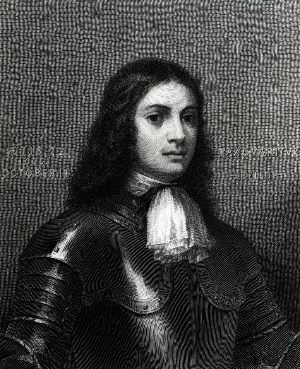 William Penn ve věku dvacet dva, tisk vytvořil S. A. Schoff, 1862 (rytina) od English School