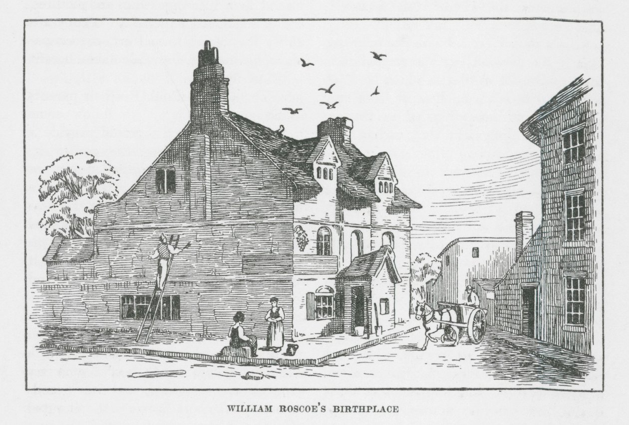 Rodný dům Williama Roscoea (litografie) od English School