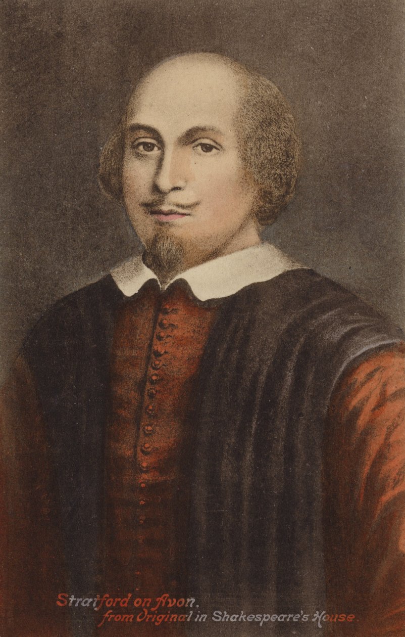 William Shakespeare (asi 1564-1616), anglický dramatik a básník (barevná litografie) od English School