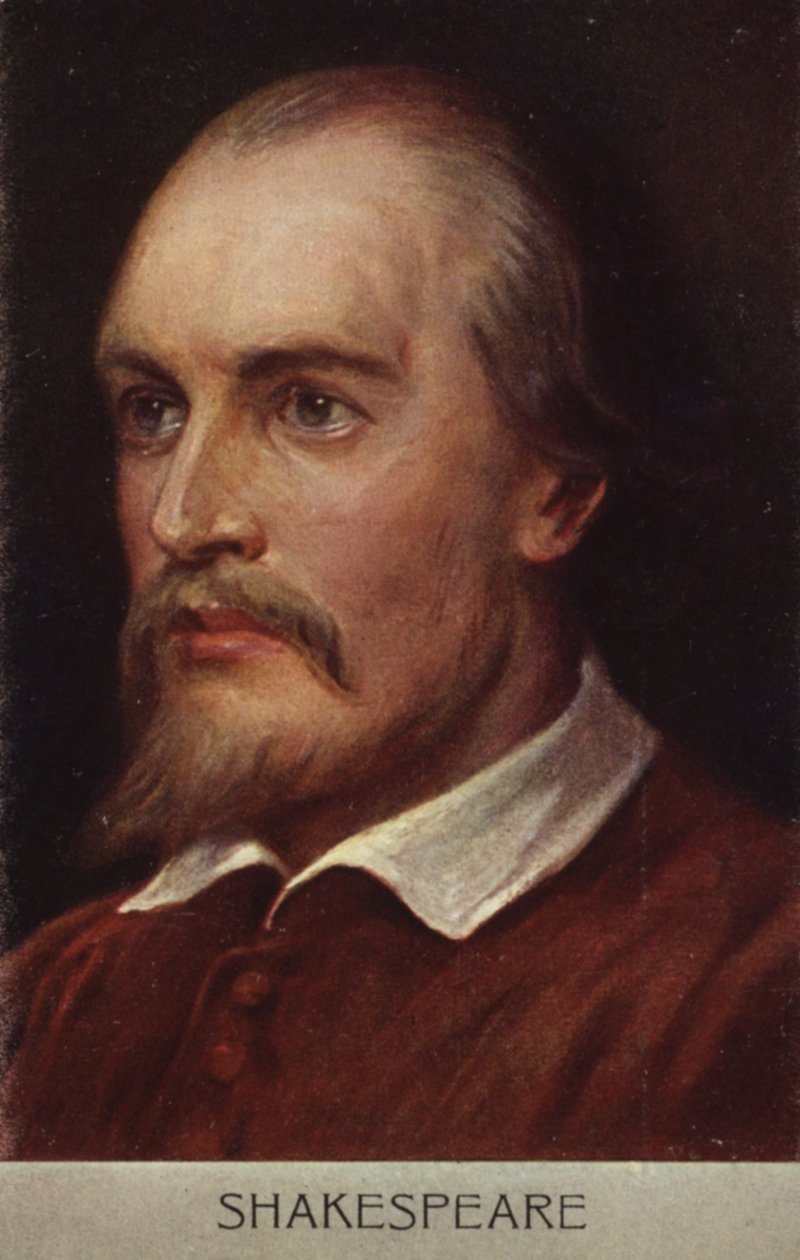 William Shakespeare (asi 1564-1616), anglický dramatik a básník (barevná litografie) od English School