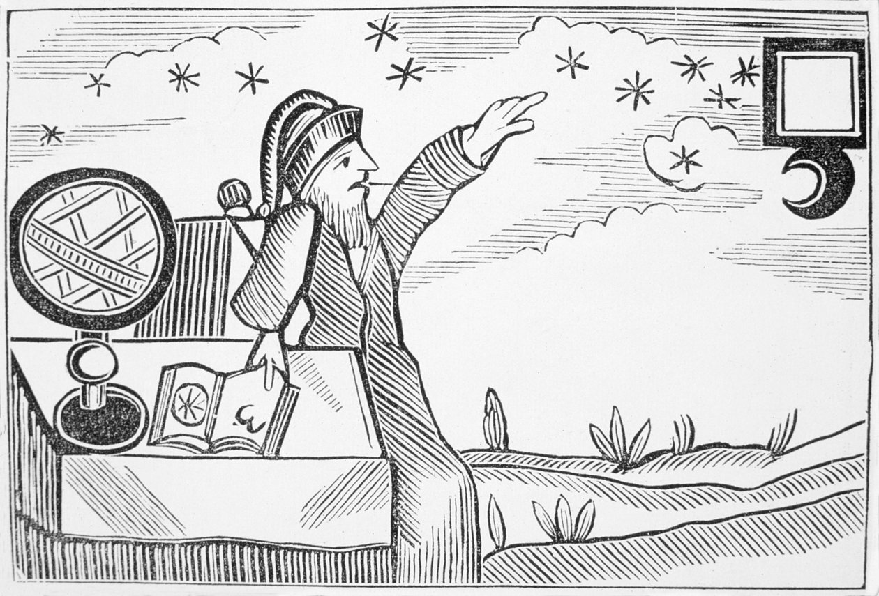 Wizard Consulting the Moon and the Stars, ilustrace ze sbírky chapbooks o esoterice od English School
