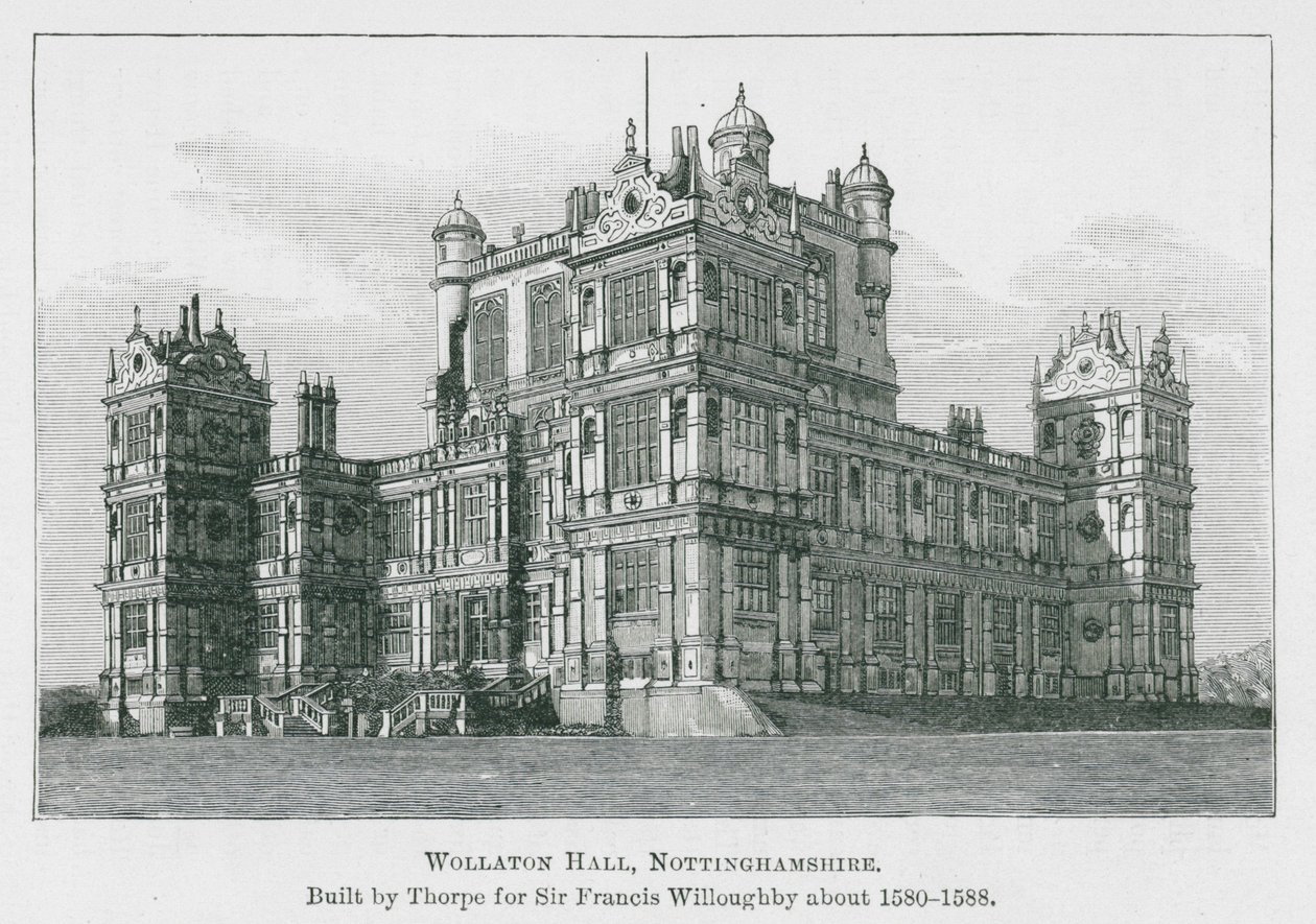 Wollaton Hall, Nottinghamshire (litografie) od English School
